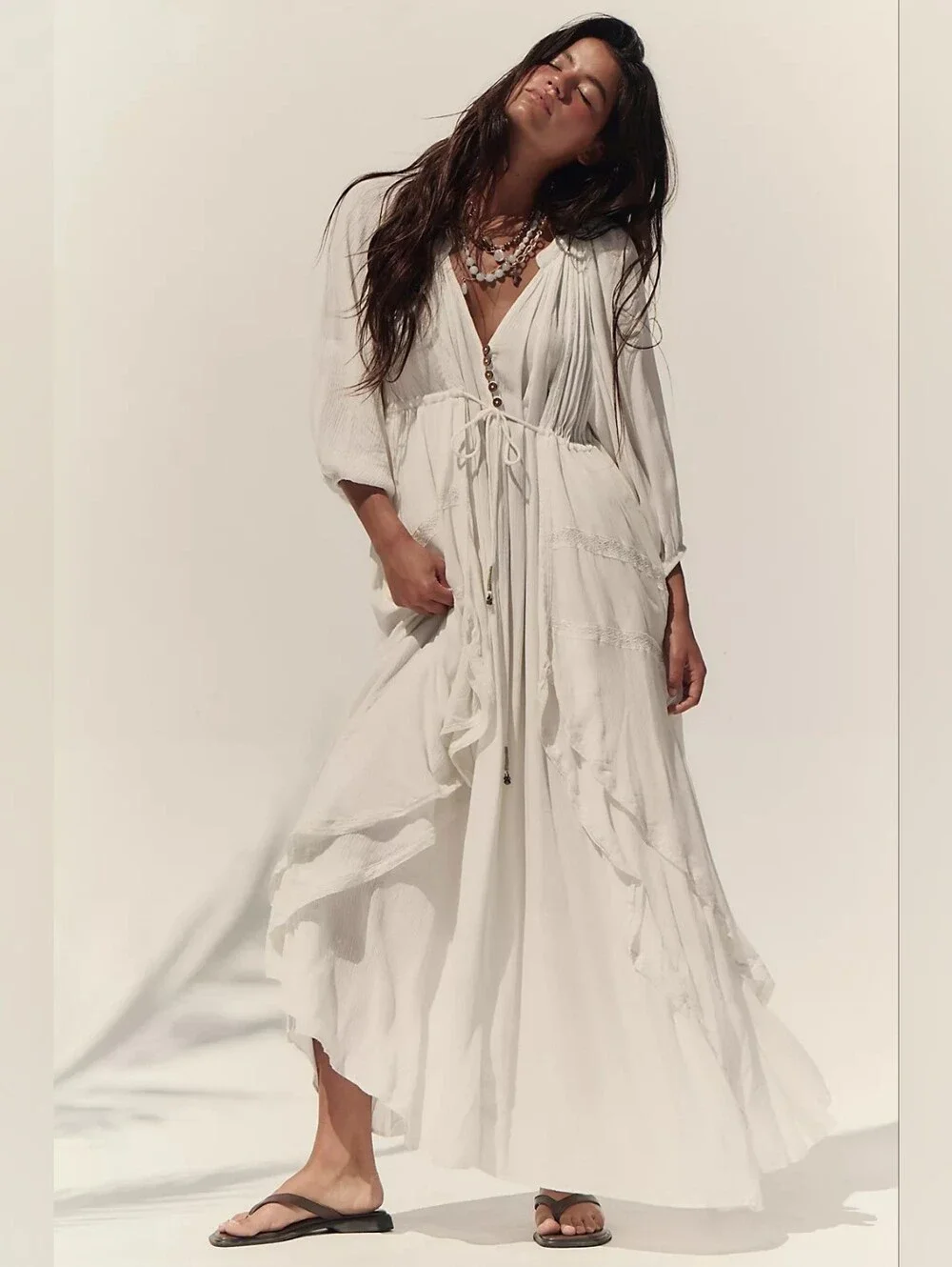 Free People NWT Plenty of Love Maxi Dress In Ivory Size XS - Picture 2 of 9